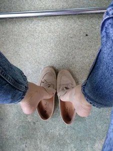 Girl Playing With Her Flats And Taking Them Off - Feet Closeup Selfies