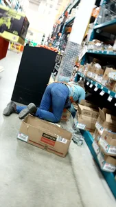 Oblivious Home Depot Milf cleaning up.
