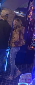Skinny teens in the arcade