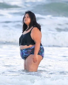 Extra thick girl at the beach in a bikini