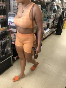 Busty, Nippy Orange 2 Piece Latina