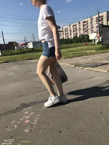Girl With Hot Legs in Denim Mini Shorts Photos Gallery