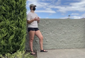 Thick college slut in shorts