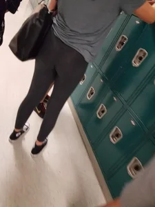 Nice Butt in Tights and Thin Legs - College Girl in a Locker Room