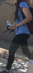 Fit Legs in Yoga Pants - Young Girl on a Street Creepshot