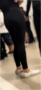 Cute petite blond wearing hot yoga pants