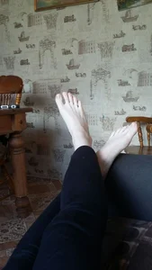 Bare Feet and Black Tights Selfie Closeup