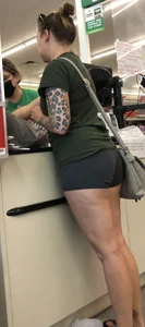 Spandex gray shorts on a thicc ass white girl
