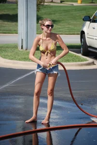 Various sexy girls at car washes in bikinis