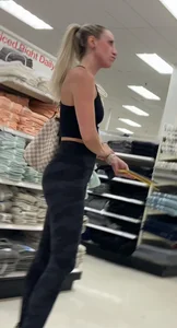 Skinny Blonde with Perky Ass in Camo Leggings