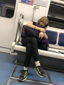 Adorable Cute Teen Girl With a Kitty in Her Backpack Subway Gallery