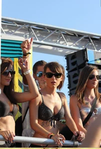 Boobs out in public in either bikini tops or bras