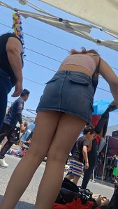 [oc] Beautiful lady with nice legs and sexy denim skirt