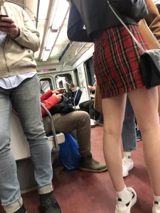 Hot slim legs in subway