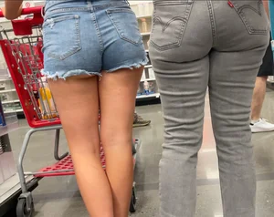 Cute Latina, and STACKED college girl w/ ass hanging out at Target