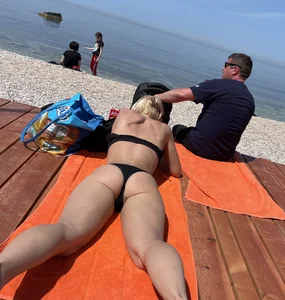 Sexy beach and poolside girls in swimsuits, mostly candid