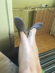 Nice Tattooed Legs in Socks Home Selfie