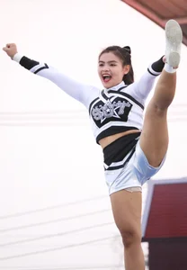Bunch of athletic Thai cheerleaders at a competition