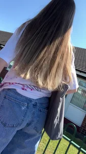 ass and face waiting for bus dyed blonde hair