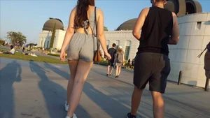 Slightly thick brunette at an observatory in short shorts with a nice booty