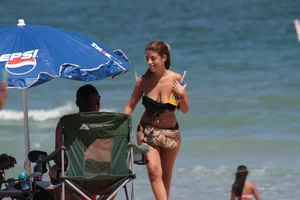 Big collection of various sexy girls on a beach in bikinis