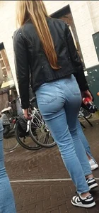 Various hot butts in tight jeans on the street and inside cafes, some teens too