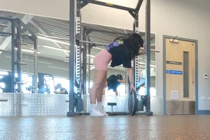 Tall gym brunette in tight pink shorts, part 2