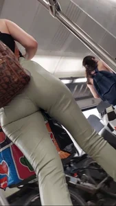 She noticed my Cam?! 2 Ukraine Girls! Latex green tight pants! Super Ass! Looking in Cam!