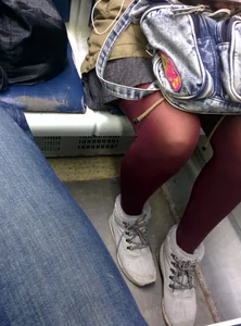 Skinny Legs Closeup in a Subway Train Candid