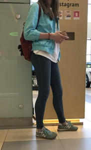 Skinny candid teen in tight jeans