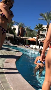 Three sexy candid girls in bikinis and thongs with nice asses