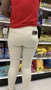 Nice ass in white jeans at the grocery store