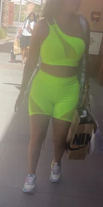 Latina in spandex shorts + other girls