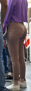 Sexy skinny girl in brown pants