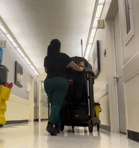 Latina in Tight Green Scrubs (VPL) knew she was recorded! (OC)