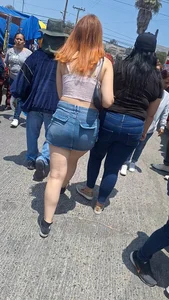 [oc] Beautiful lady with nice legs and sexy denim skirt