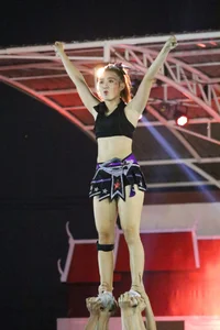 Bunch of athletic Thai cheerleaders at a competition