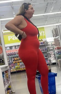 Busty PAWG Shows Off in Red 1 Piece OC