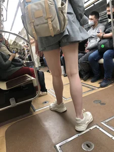 Cute Girl in Shorts and Sneakers With Hot Legs in Subway Train Creepshots Gallery