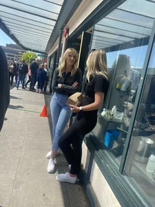 Blonde in tight jeans
