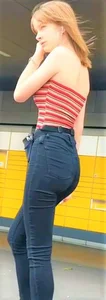 Young girl in tight jeans with a big sexy butt creepshot