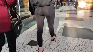 Blonde teen in see thru leggings