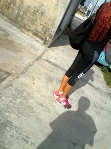 Perfect Little Booty of a Candid Girl in Tights With Long Red Hair Street Creepshot