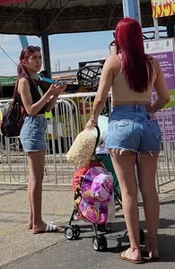 Lil cheeky latina in short shorts and sister with pokies!
