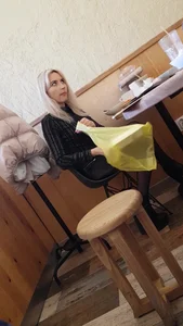 Blonde in Mini Skirt and Black Pantyhose Eating in a Cafe Creepshot - Busted