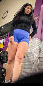 Latina Superhero with perfect Body in blue spandex shorts (OC!)