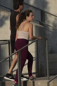 Tight red leggings