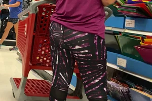 Milf shopping at Target in patterned leggings