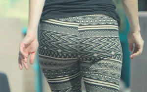 Milf with a nice ass in tight patterned leggings