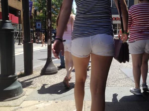 Philly girl with a nice ass in white shorts with vpl